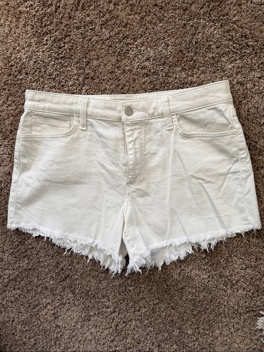 Joe's Jeans White Frayed Hem Denim Shorts The Ozzie Size 30